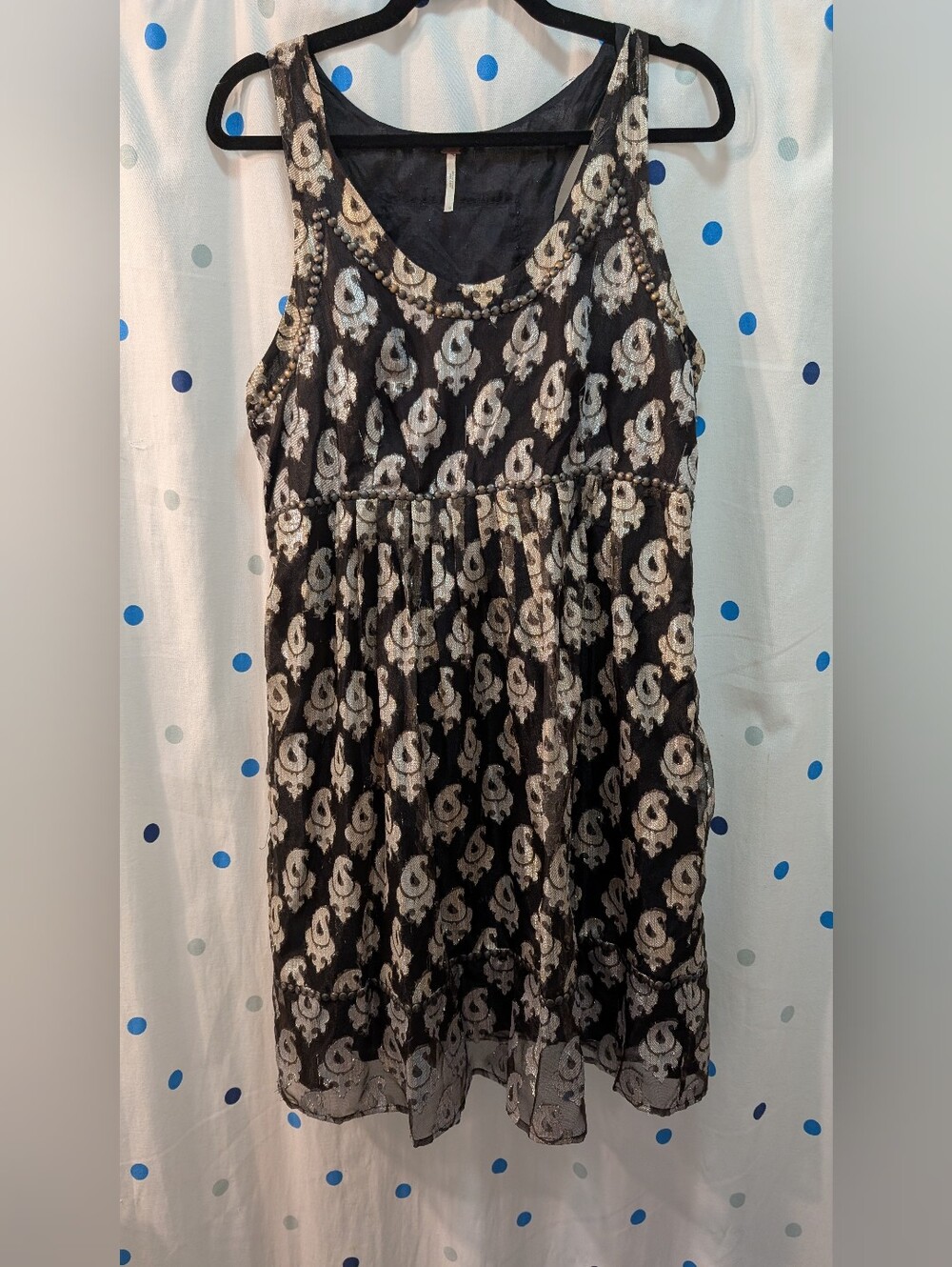 Free People Black and Silver Sleeveless Party Dress